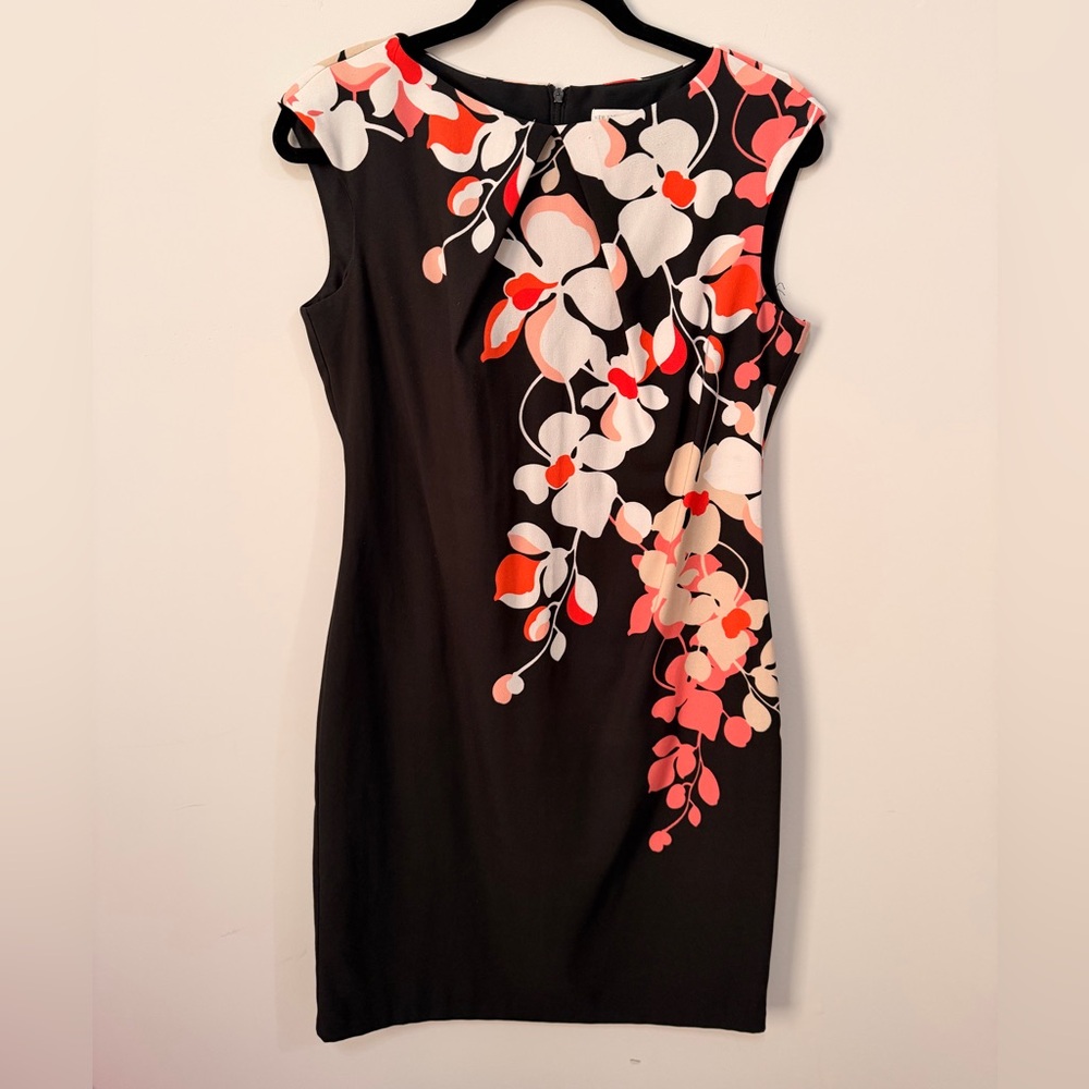 New York & Company Black Dress with Floral Design
